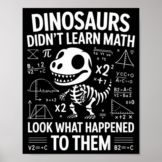Dinosaurs Didn't Learn Math Funny Math Teacher Stu Poster (Front)