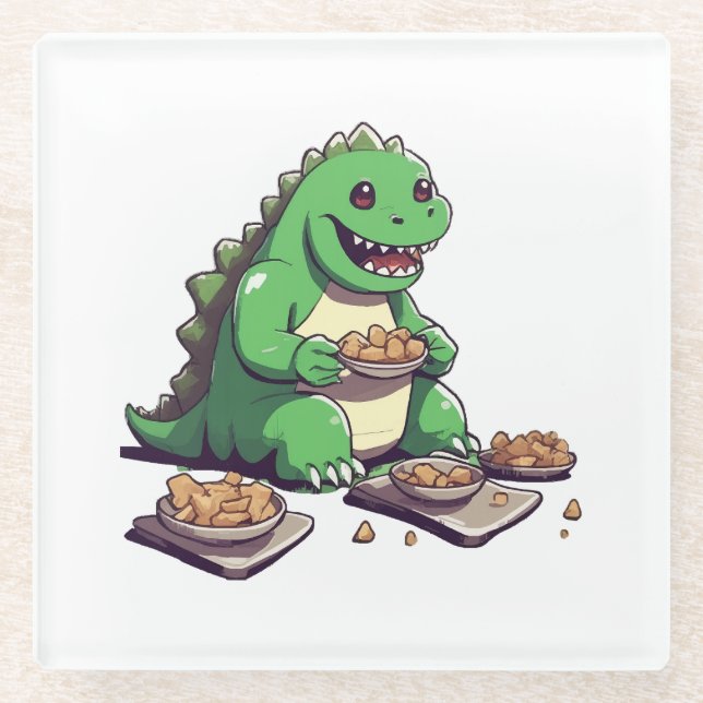 Dinosaurs diet tomorrow glass coaster (Front)