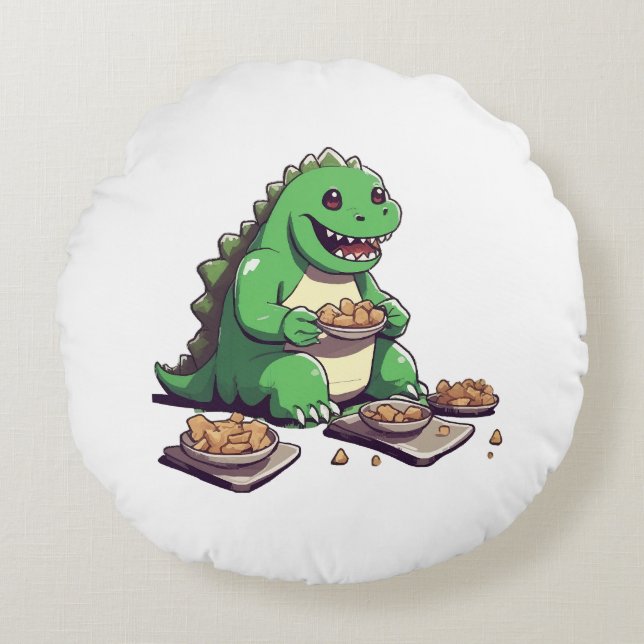 Dinosaurs diet tomorrow round cushion (Front)