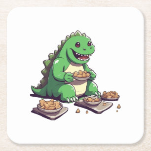 Dinosaurs diet tomorrow square paper coaster