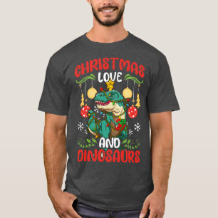 Dinosaurs Dino Boy Kids TRex Santa Christmas Gift T-Shirt