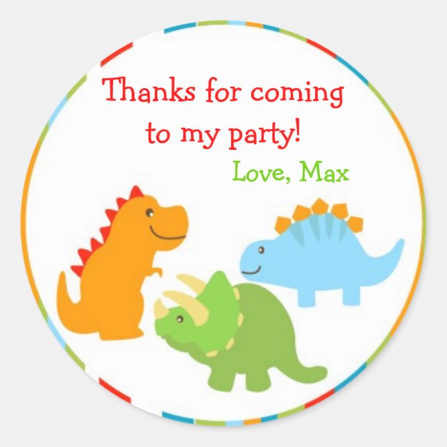 Dinosaurs Dino Favour Stickers Labels Seals Kids (Front)