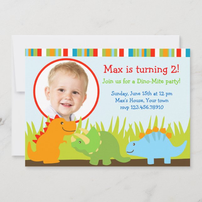 Dinosaurs Dino Photo Birthday Party Invitations (Front)