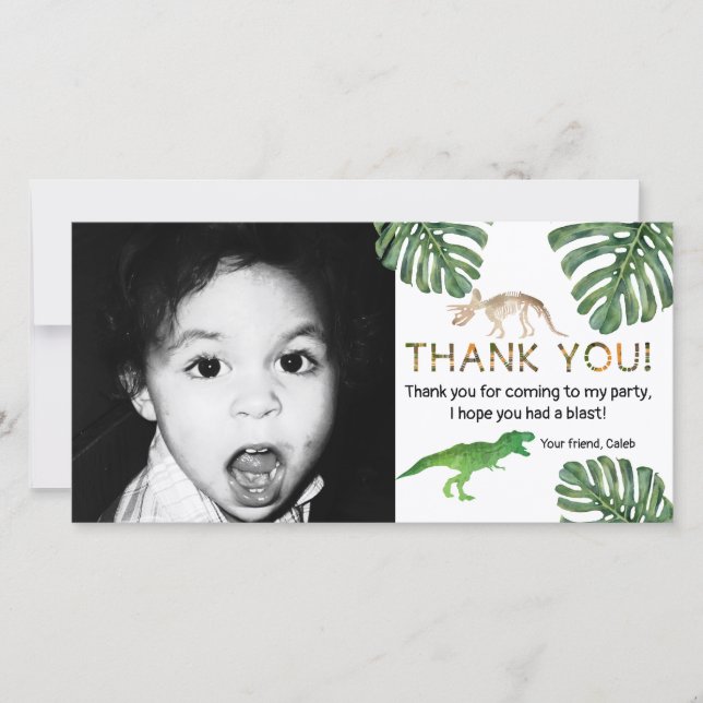 Dinosaurs! Dinosaur Birthday Party Thank You (Front)