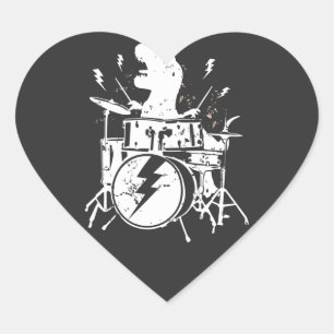 Dinosaurs Drums Music Playing T rex Heart Sticker