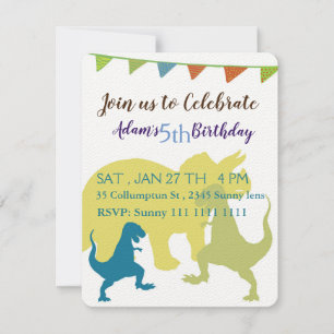 Dinosaurs Flags Kids birthday Invitation