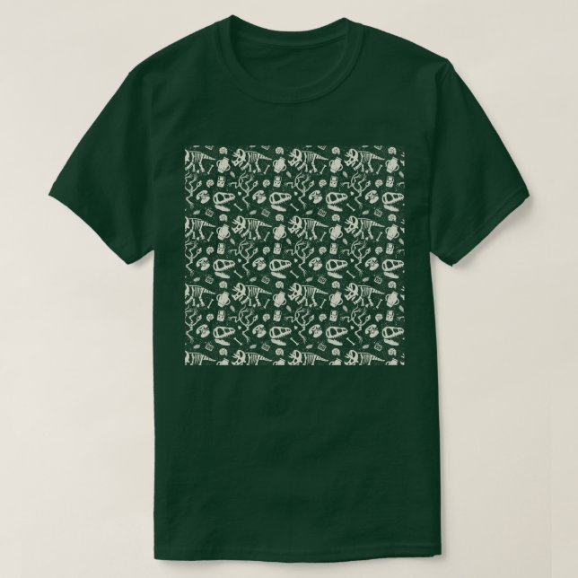 Dinosaurs Fossils Vintage Technology Pattern T-Shirt (Design Front)