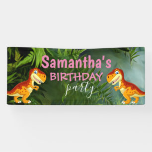 Dinosaurs Girl Pink Banner