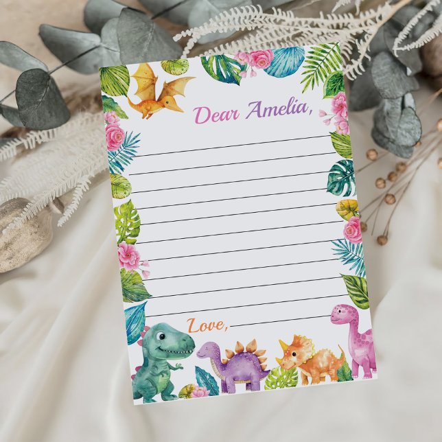 Dinosaurs Girl Time Capsule Note Message Card (Creator Uploaded)
