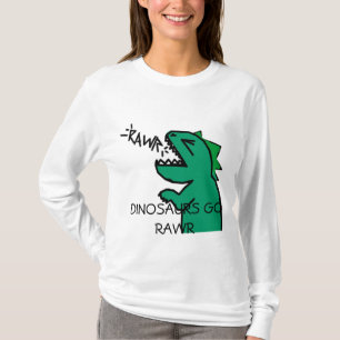 DINOSAURS GO RAWR girls hoodie sleeve T-Shirt