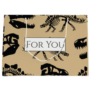 Dinosaurs Gold Jurassic Pattern Large Gift Bag