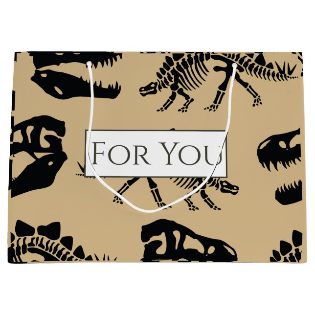 Dinosaurs Gold Jurassic Pattern Large Gift Bag (Front)