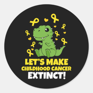 Dinosaurs Gold Ribbon Let's Make Childhood Cancer Classic Round Sticker