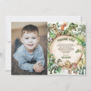 Dinosaurs Greenery Dino-mite Birthday Party Photo Thank You Card