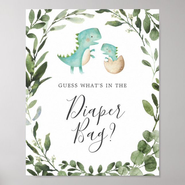 Dinosaurs Guess What's in the Diaper Bag Sign (Front)