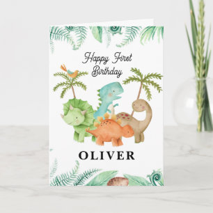 Dinosaurs Happy 1st Birthday Greeting Card