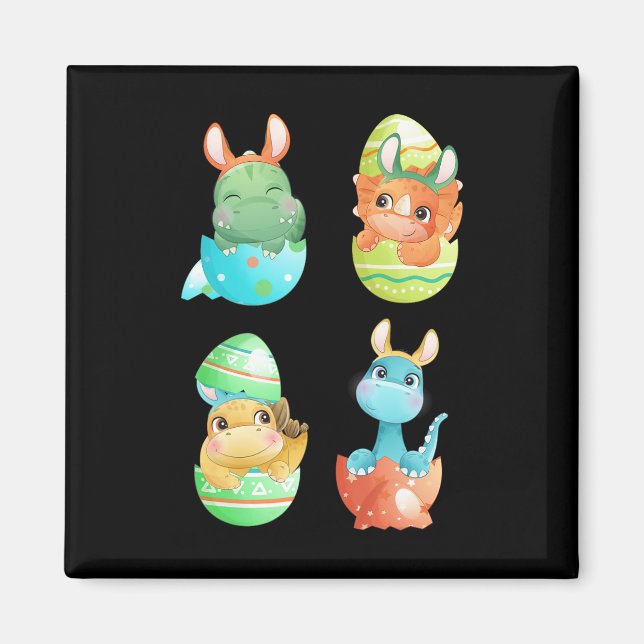 Dinosaurs Hatch Out Of Easter Eggs  Magnet (Front)