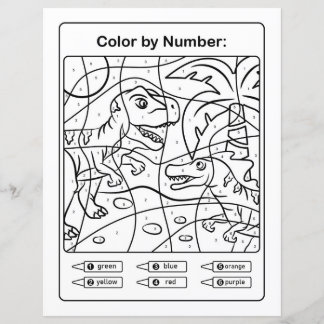 Dinosaurs in Jungle Colouring Page by number