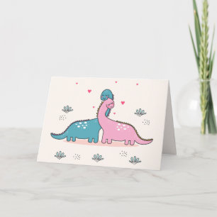 Dinosaurs in Love Valentines Day Holiday Card