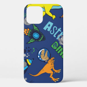 Dinosaurs in space hand drawn colour vintage seaml iPhone 12 case