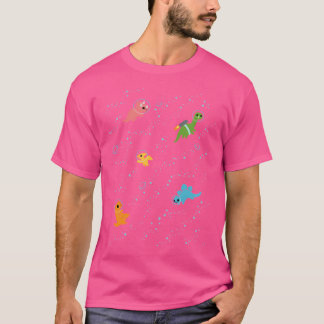 Dinosaurs In Space Pattern T-Shirt