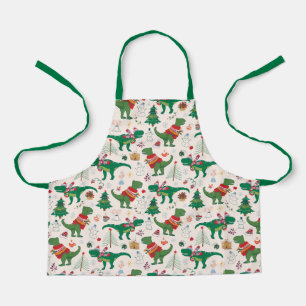 Dinosaurs in Sweaters Christmas Pattern Apron