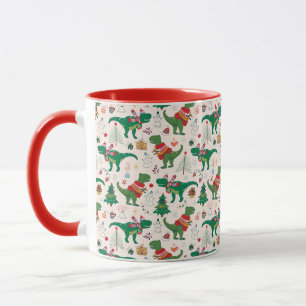 Dinosaurs in Sweaters Christmas Pattern Mug