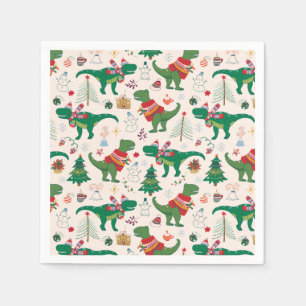Dinosaurs in Sweaters Christmas Pattern Napkin