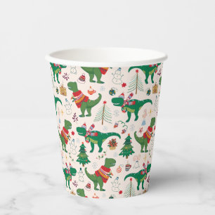 Dinosaurs in Sweaters Christmas Pattern Paper Cups