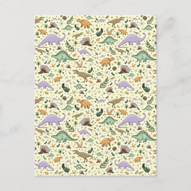 Dinosaurs in Yellow Postcard (Front)