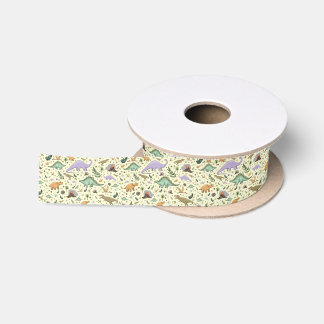 Dinosaurs in Yellow Satin Ribbon