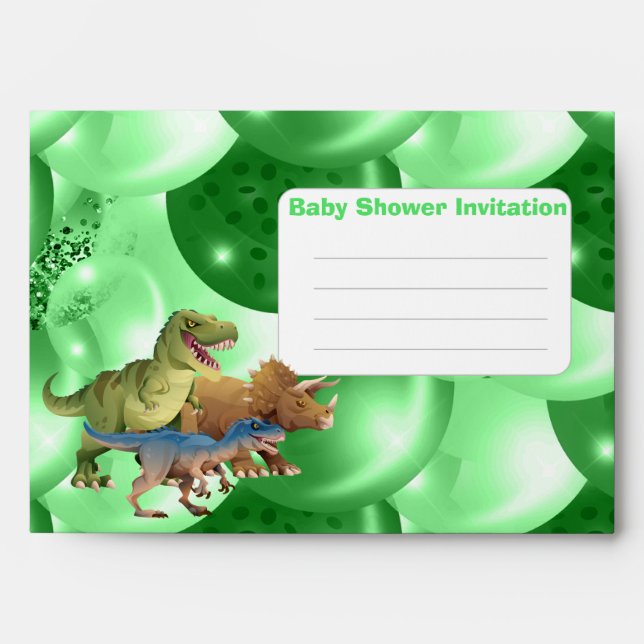 Dinosaurs Jurassic Baby Shower Invitation Green Envelope (Front)