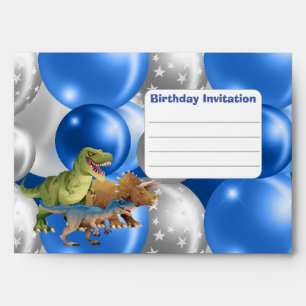 Dinosaurs Jurassic Party Birthday Invitation Blue Envelope