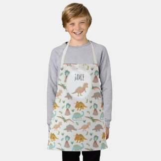 Dinosaurs Kids Boho Dinosaur Custom Name Apron