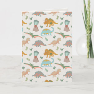 Dinosaurs Kids Hand Drawn Boho Dinosaur Pattern Card