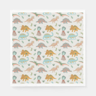 Dinosaurs Kids Hand Drawn Boho Dinosaur Pattern Napkin