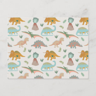 Dinosaurs Kids Hand Drawn Boho Dinosaur Pattern Postcard