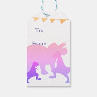 Dinosaurs Kids party Flags Custom Gift Tags