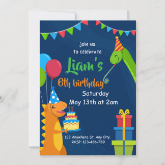 Dinosaurs Kids Personalised Birthday Invitation