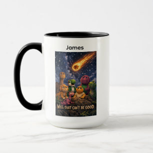Dinosaurs Looking Up at Incoming Meteor Mug