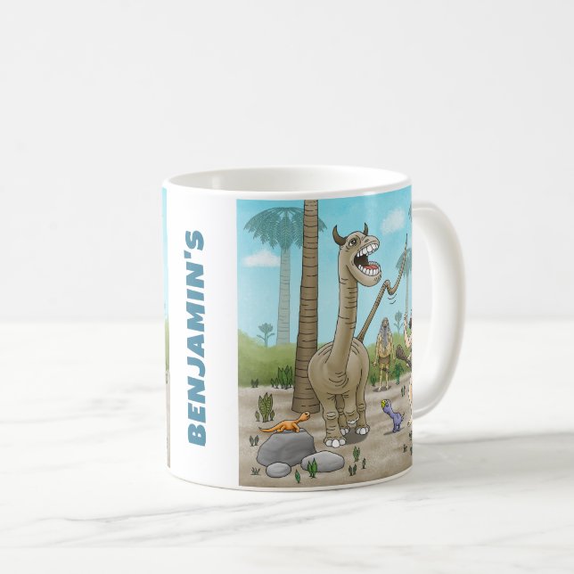 Dinosaurs meet the Stone Age Coffee Mug (Front Right)