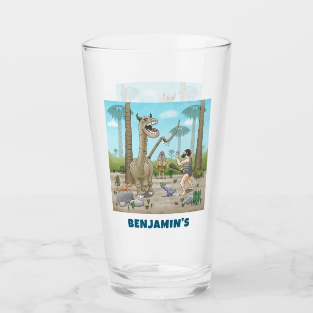 Dinosaurs meet the Stone Age Glass (Front)
