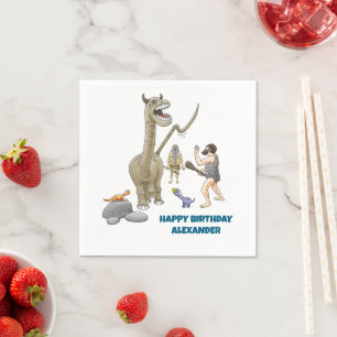 Dinosaurs meet the Stone Age Napkin
