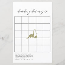 Dinosaurs Neutral Baby Shower Bingo Game