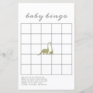 Dinosaurs Neutral Baby Shower Bingo Game