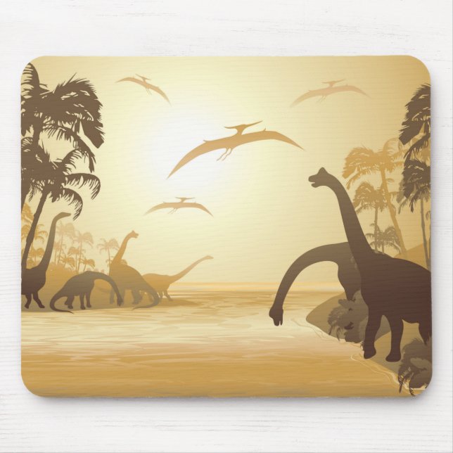 Dinosaurs on Tropical Jurassic Landscape  Mouse Mat (Front)