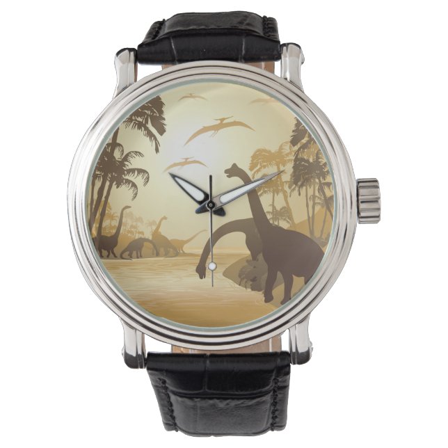 Dinosaurs on Tropical Jurassic Landscape    Watch (Front)