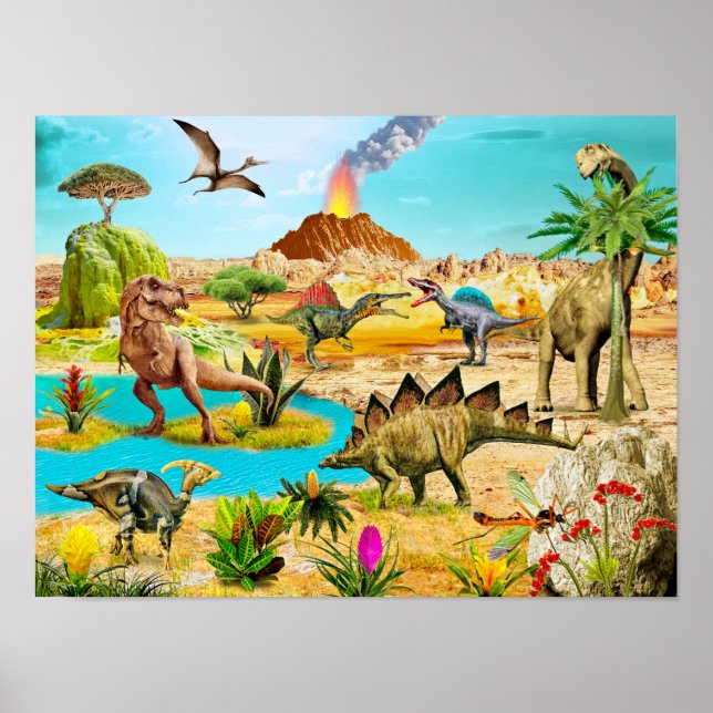 Dinosaurs painting print for decoration room wall (Front)
