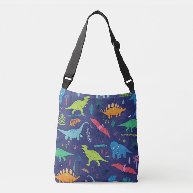 Dinosaurs Palms Tropical Vintage Pattern Crossbody Bag (Front)