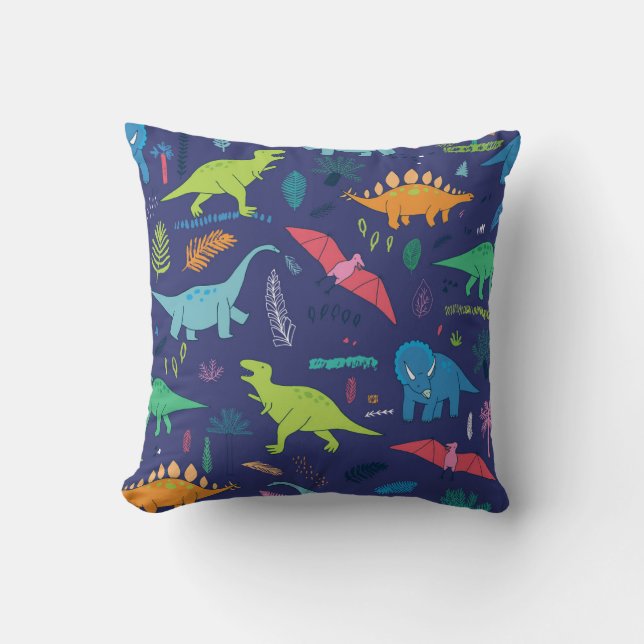 Dinosaurs Palms Tropical Vintage Pattern Cushion (Front)